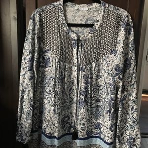 Boho Chic Blue & White Floral Tunic